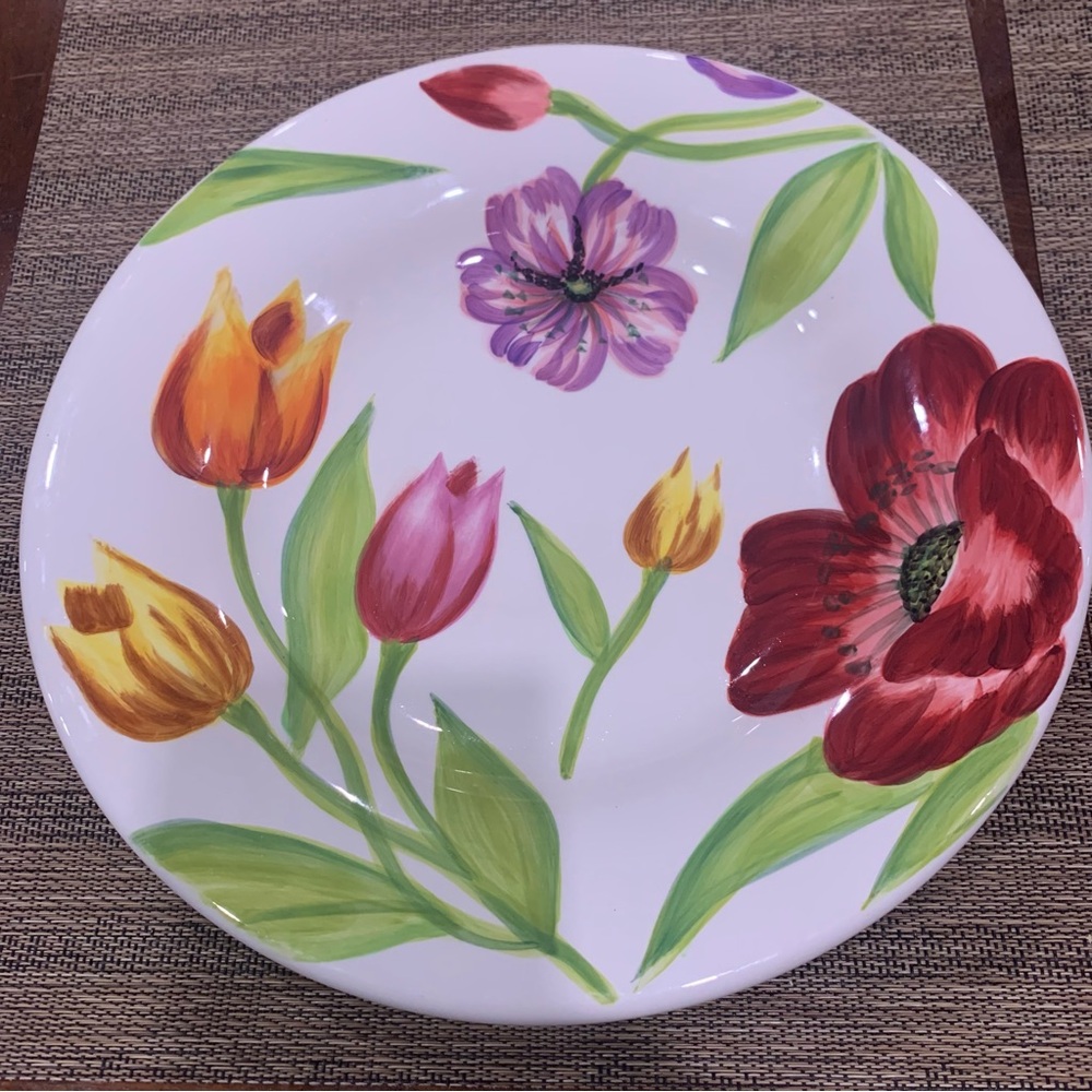 TABLETOPS LIFESTYLES SPRING FLORAL HAND PAINTED 11' DINNER PLATE